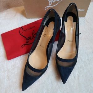 Christian Louboutin Galativi 85 suede and mesh pumps